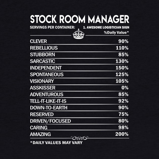 Stock Room Manager T Shirt - Stock Room Manager Factors Daily Gift Item Tee by Jolly358